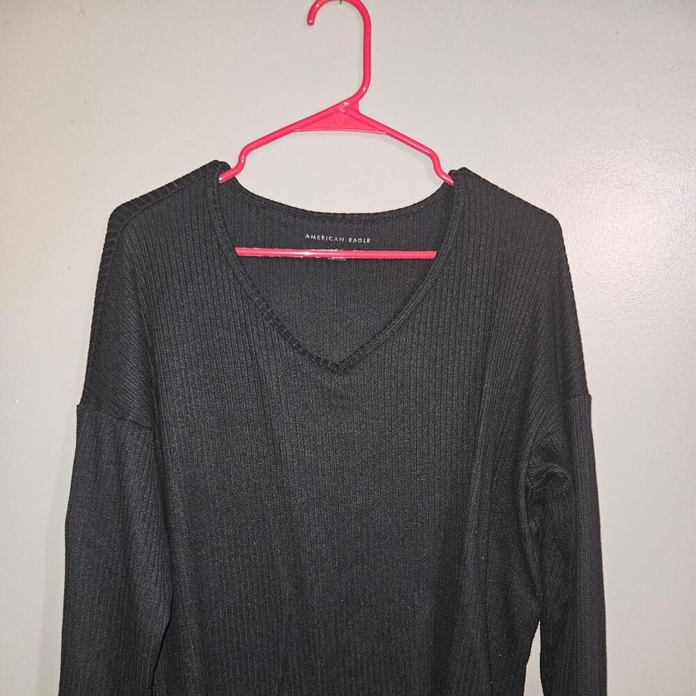 American-eagle Women's Black and Grey Jumper